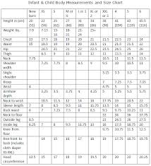 Angies Whim Body Measurements And Size Charts Infant To