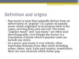 Modern music that is popular, especially with young people, and usually consists of simple tunes with a strong beat. Pop Genre