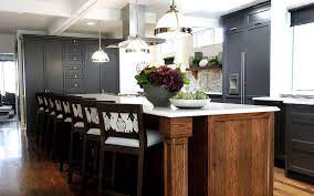 White is also often used to complement these dark colours. Wood Paneling Kitchen Island Houzz