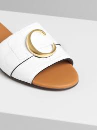 Chloé orange sandals in san francisco. Chloe C Flat Mule Sandal In Embossed Croco Effect On Calfskin Chloe Gr