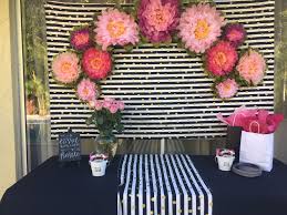 Black And White Striped Backdrop With Flowers Kate Spade Black And White Stripe Backdrop Flower Backdrop Kate Spade Theme Party Decor Striped Party Decor Kate Spade Party Theme