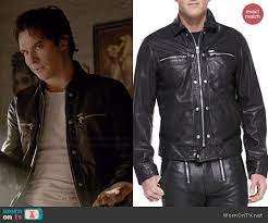 Damon S Leather Zip Pocket Jacket On The Vampire Diaries Pocket Jacket Vampire Diaries Fashion Jackets