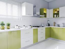 Cool small kitchen design indian style 332ndf welcome. L Shaped White And Citrus Green Modular Kitchen India Homelane
