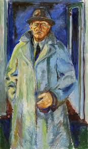 эдвард мунк Self Portrait Between The Clock And The Bed Edvard Munch Self Portrait In Hat And Coat 1923 24 Art Edvard Munch Artist
