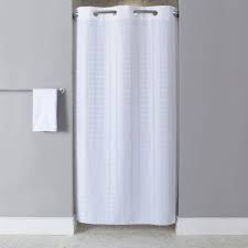 Shower curtain rods & accessories. Hookless Hbh43lit01sx White Stall Size Litchfield Shower Curtain With Matching Flat Flex On Rings And Weighted Corner Magnets 42 X 74