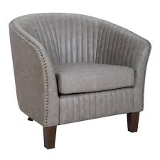 Topeakmart contemporary faux leather club chair for living room barrel chair with ottoman tub chair and footrest set for living room guestroom black. Lumisource Shelton Light Grey Faux Leather Club Chair Chr Shltn Lgy The Home Depot