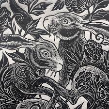 Ebay bild, linolschnitt, linoldruck, 68x51, abstraktion. Gonna Print Some More Of This Little Guy This Bank Holiday Keep An Eye Out Hareprint Hare Rabbitprint Woodcut Wo Linolschnitt Haschen Kunst Linol