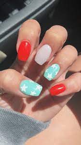 Cute Fourth Of July Australia Day Nails Haley Pham Nails Square Acrylic Nails Short Acrylic Nails Designs Pretty Acrylic Nails