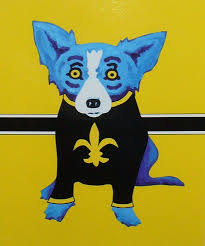 This Is My Favorite Of Course The Blue Dog Is A Saints Fan Blue Dog Painting Blue Dog Art Blue Dog