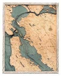 san francisco bay area wood carved topographic depth chart map