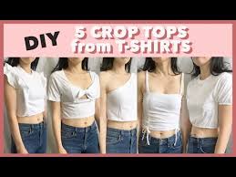 Cut a small hole on the bottom center of each of the shirt's long front pieces. Crop Top From T Shirt 6 Easy Upcycle Projects Fashion Wanderer