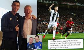 Cristiano ronaldo has voiced his admiration for former manchester united manager alex ferguson and has described the scot as his footballing father. Cristiano Ronaldo Posts Heartwarming Snap With Legendary United Manager Sir Alex Ferguson Daily Mail Online