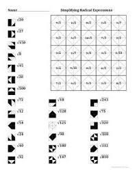 Simplifying Radical Expressions Color Worksheet Simplifying Radical Expressions Radical Expressions Simplifying Radicals