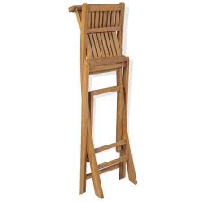 Folding wood chestnut outdoor dining armchair (set of 2) by sunnydaze decor. Folding Outdoor Bar Stools 2 Pcs Solid Teak Wood