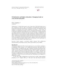 Pdf Globalization And Higher Education Changing Trends In Cross Border Education