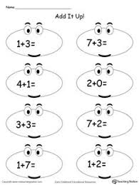 Add It Up Sums To 10 Math Activities Preschool Kindergarten Math Worksheets Addition Kindergarten
