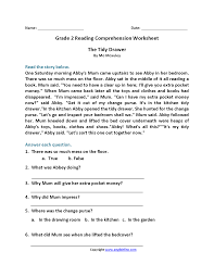 The Tidy Drawer Second Grade Reading Worksheets Reading Comprehension Worksheets Comprehension Worksheets Reading Comprehension