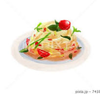 おいしそうなトマトの乗った冷製パスタのイラスト素材 [74302418 ...