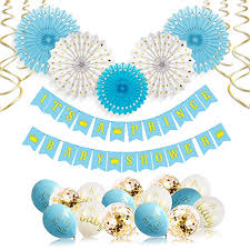 Ufo outer space decorations party supplies foil balloons boy birthday baby shower chrome blue black galaxy astronaut airship space theme baby shower (blue) 4.7 out of 5 stars 187 $13.99 $ 13. Its A Prince Baby Shower Decorations For Boy 55 Piece Boys Baby Shower Decoration Blue White Gold Rose Gold Boy Baby Shower Banner Balloons Paper Fans Gold Swirls Prince Theme By Xonara Buy