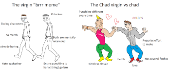Rage comic internet meme comics trollface drawing, fire fish png. Haha Virgin Meme Go Brrr V The Chads Virgin And Chad Virgin Vs Chad Know Your Meme