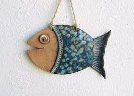 Ceramic Fish Wall Hanging Clay Fish Ornament Pottery Wall Hanging Decor Ornament Pottery Fish Handmade Ceramics And Pottery Beach Clay Fish Pottery Ornaments Handmade Ceramics
