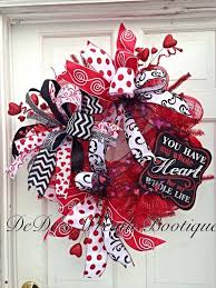 Black And White Deco Mesh Christmas Wreath Deco Mesh Valentines Wreath In Red Black And White With Red Glitter Hearts Door Wreath Valentine Valentine Mesh Wreaths Valentine Day Wreaths Valentine Wreath