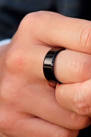 Subtle With A Bit Of A Modern Touch This All Black Ring Has A Bevelled Edge For Womens Tungsten Wedding Rings Black Wedding Rings Mens Wedding Bands Tungsten