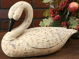 New Primitive Country Carved Resin Large Bent Neck White Goose Duck Swan Decoy Primitive Decorating Country Primitive Decorating Country Primitive Decor