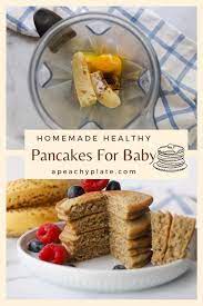 Blender Baby Banana Pancakes A Peachy Plate Video Recipe Video Baby Food Recipes Baby Led Weaning First Foods Healthy Baby Food