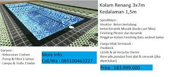 Ukuran minimal untuk kolam renang minimalis adalah 6m x 2m dan dibuat dalam bentuk memanjang. Kontraktor Waterpark Indonesia 085100463227 Jasa Pembuatan Kolam Renang Paket Kolam Renang 7x3m Harga 184 Juta 085100463227