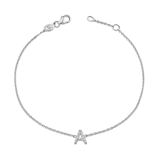 14k gold single initial bracelet with any letter of your choice, h pictured. Diamond Pave Letter Bracelet Baby G