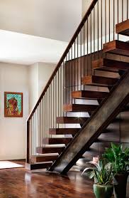 Mesquite Flooring Walnut Treads Copper Sulfate Finish Wood Railings For Stairs Modern Stairs Modern Staircase