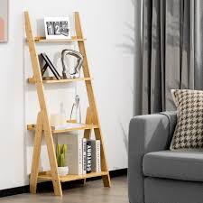 Giantex 4-Tier Bamboo Ladder Shelf, 21" x 12" x 47" Freestanding Display  Leaning Storage Shelves, Ladder Bookshelf Organizer for Living Room,  Bathroom, Kitchen, Study, Natural : Amazon.ca: Home