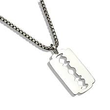 Razor Blade Pendent On Box Chain Men S Jewelry Lazaro Soho Mens Jewelry Chains For Men Mens Silver Jewelry