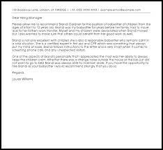 Babysitter Recommendation Letter Example Letter Samples Templates