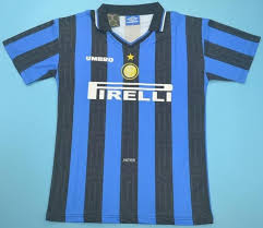 Maillot Foot Retro Inter Milan 1997 In 2020 Retro Football Shirts Inter Milan Soccer Jersey