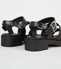 Visitez ebay pour une grande sélection de new look sandals. Black Faux Croc Double Strap Chunky Sandals New Look