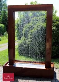 Wassertor Cortenstahl Malia Gartenbrunnen Aussenbrunnen Wasserwand Garten