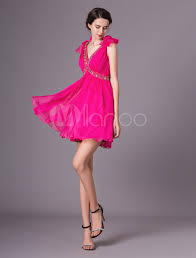 Kaufen sie kleider online auf yoox. Knielanges Homecoming Kleid Mit V Ausschnitt Milanoo Milanoo Com