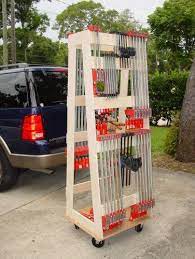 Pipe clamps are heavy and cumbersome, which makes them difficult to store, but in a couple hours you can build this simple rack that will keep your clamps off the floor and within easy reach. Building Norms Rolling Clamp Rack By Thedude50 Lumberjocks Com Woodworking Community