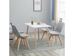 Une salle manger de style scandinave avec petite touche d co. Table A Manger Complet De 2 A 4 Personnes Blanc Et 4 Gris Chaises Design Scandinave Vente De Table Conforama