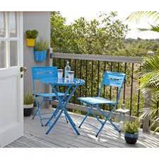 Wilko Garden Furniture Balcony Bistro Set Textilene Blue Balcony Decor Garden Chairs Design Balcony Railing Design