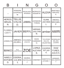 enrichment Bingo Card