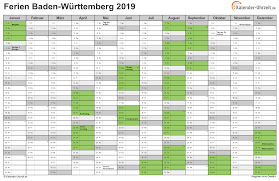 Die kalender enthalten die ferientermine und feiertage für alle deutschen bundesländer. Ferien Baden Wurttemberg 2019 Ferienkalender Zum Ausdrucken