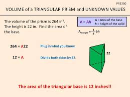 Find the missing angle in the triangle below. When Finding Unknown Values Plug What You Know Into The Formula And Solve For What S Missing Find The Height Of The Triangular Prism V Ah A Area Ppt Video Online Download