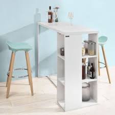 Sobuy Fwt39 W Table Haute De Bar Mange Debout Cuisine Avec 3 Etageres De Rangements Blanc En 2020 Table Haute Meuble Bar Cuisine Table Bar
