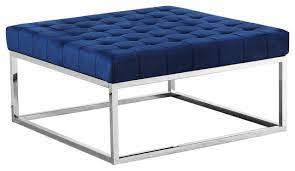 Furniture elegant teal fabric tufted ottoman coffee table white, source: Upholstered Square Ottoman Coffee Table With Silver Base Contemporary Footstools And Ottomans By Furniture Import Export Inc Houzz