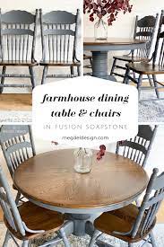 Farmhouse Dining Table And Chairs Painted In Fusion Mineral Paint Soapstone Meg Del Design F Painted Dining Table Dining Chair Makeover Dining Table Makeover