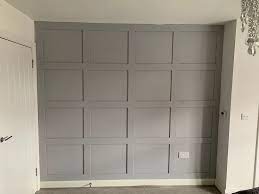 Diy Grey Panel Wall Wall Paneling Building A House Grey Panels