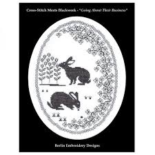 Dmc floss 3820 may be substituted for the gold braid. Cross Stitch Meets Blackwork Rabbits Group Rate Berlin Embroidery Designs